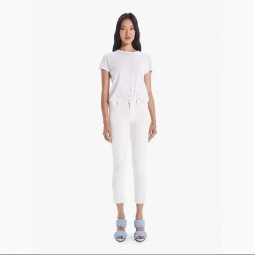 MOTHER THE MID RISE DAZZLER CROP CREAM PUFFS SIZE 27 B83